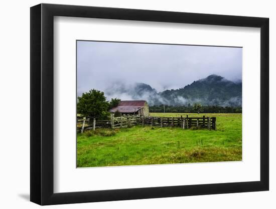 Old Farm in a Moody Atmosphere, West Coast around Haast, South Island, New Zealand, Pacific-Michael Runkel-Framed Photographic Print