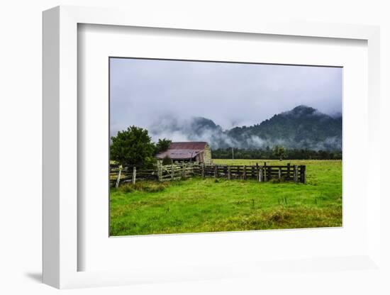 Old Farm in a Moody Atmosphere, West Coast around Haast, South Island, New Zealand, Pacific-Michael Runkel-Framed Photographic Print