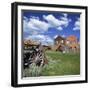 Old Farm Wagon and Derelict Wooden and Brick Houses at Bodie Ghost Town, California, USA-Tony Gervis-Framed Photographic Print