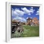 Old Farm Wagon and Derelict Wooden and Brick Houses at Bodie Ghost Town, California, USA-Tony Gervis-Framed Photographic Print