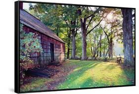 Old Farmhouse In Warm Autumn Sunlight-George Oze-Framed Stretched Canvas