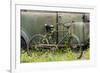 Old fashion bicycle leaning on old truck, Old Car City USA, White, Georgia-Adam Jones-Framed Photographic Print