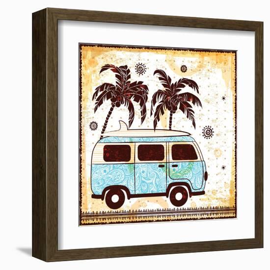 Old Fashion Car Illustration-transiastock-Framed Art Print