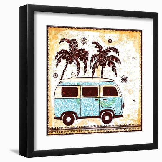 Old Fashion Car Illustration-transiastock-Framed Art Print