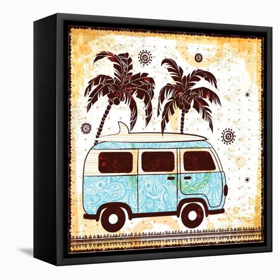 Old Fashion Car Illustration-transiastock-Framed Stretched Canvas