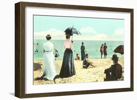 Old Fashioned Beach Scene-null-Framed Art Print