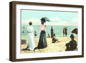 Old Fashioned Beach Scene-null-Framed Art Print