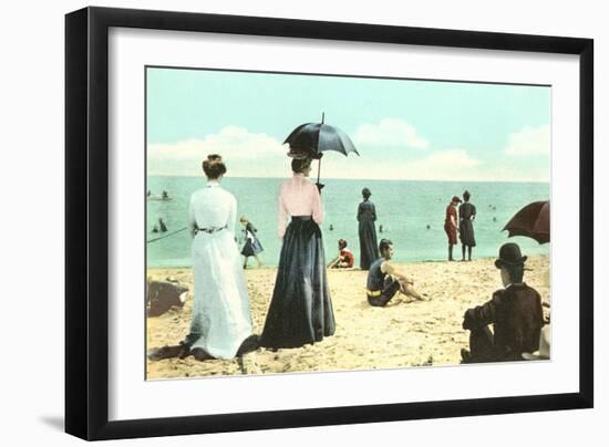 Old Fashioned Beach Scene-null-Framed Art Print