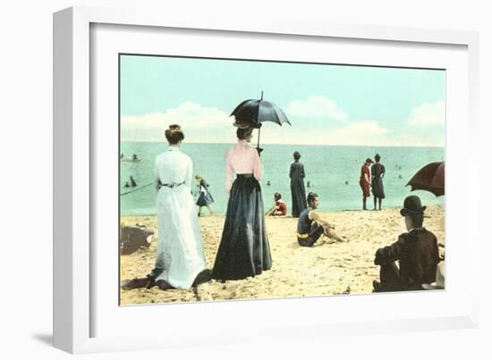 Old Fashioned Beach Scene-null-Framed Art Print