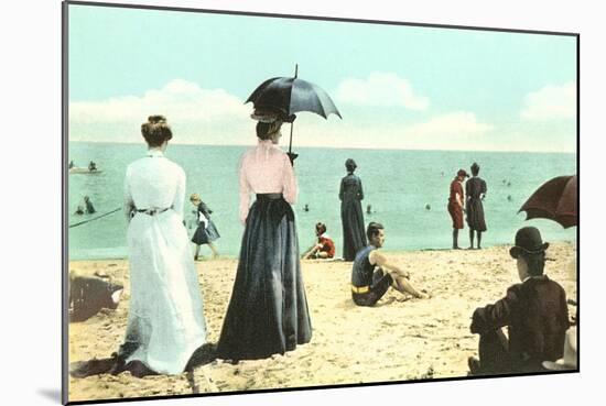 Old Fashioned Beach Scene-null-Mounted Art Print