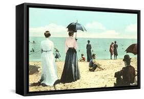 Old Fashioned Beach Scene-null-Framed Stretched Canvas