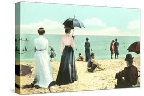 Old Fashioned Beach Scene-null-Stretched Canvas