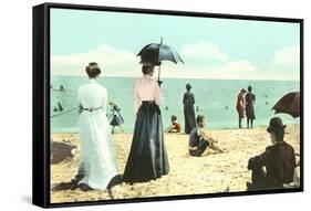 Old Fashioned Beach Scene-null-Framed Stretched Canvas