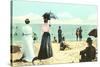 Old Fashioned Beach Scene-null-Stretched Canvas