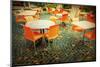 Old-Fashioned Coffee Terrace with Tables and Chairs,Paris France-ilolab-Mounted Photographic Print