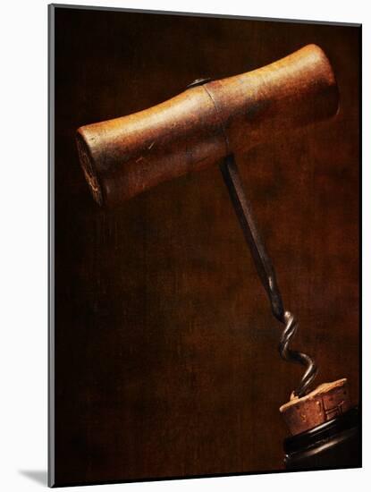 Old-Fashioned Corkscrew Uncorking Bottle-Steve Lupton-Mounted Photographic Print