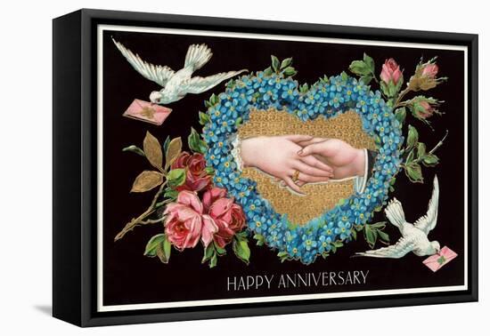 Old Fashioned Happy Anniversary-null-Framed Stretched Canvas