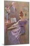 Old Fashioned Lady at Keyboard-null-Mounted Art Print