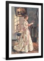 Old Fashioned Lady Reading-null-Framed Art Print