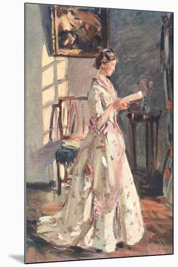 Old Fashioned Lady Reading-null-Mounted Art Print
