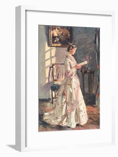 Old Fashioned Lady Reading-null-Framed Art Print