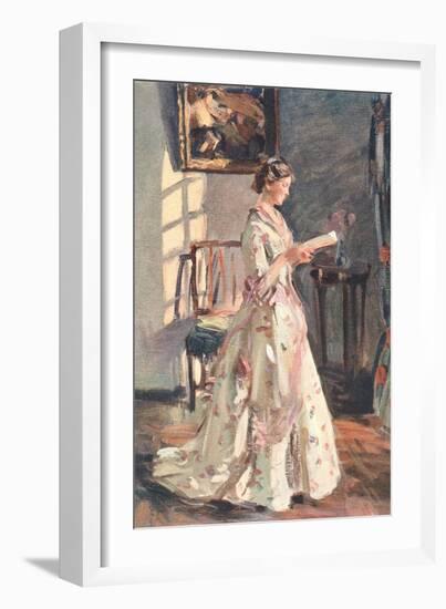 Old Fashioned Lady Reading-null-Framed Art Print