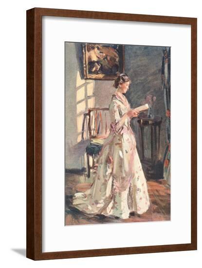 Old Fashioned Lady Reading--Framed Art Print