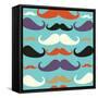 Old Fashioned Mustache Pattern-cienpies-Framed Stretched Canvas