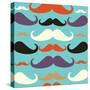 Old Fashioned Mustache Pattern-cienpies-Stretched Canvas