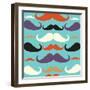 Old Fashioned Mustache Pattern-cienpies-Framed Art Print