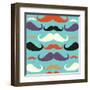 Old Fashioned Mustache Pattern-cienpies-Framed Art Print