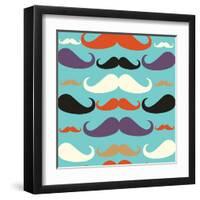 Old Fashioned Mustache Pattern-cienpies-Framed Art Print