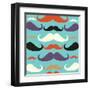 Old Fashioned Mustache Pattern-cienpies-Framed Art Print