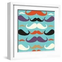 Old Fashioned Mustache Pattern-cienpies-Framed Art Print