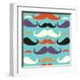 Old Fashioned Mustache Pattern-cienpies-Framed Art Print
