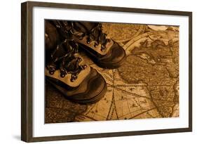 Old Fashioned Objects On The Vintage Map-prometeus-Framed Art Print