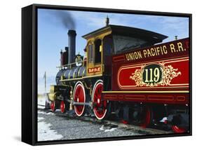 Old Fashioned Steam Train at Golden Spike National Historic Site, Great Basin, Utah-Scott T^ Smith-Framed Stretched Canvas