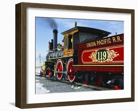 Old Fashioned Steam Train at Golden Spike National Historic Site, Great Basin, Utah-Scott T^ Smith-Framed Photographic Print