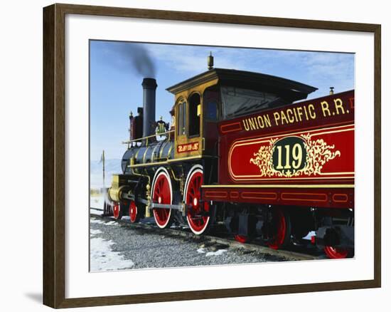 Old Fashioned Steam Train at Golden Spike National Historic Site, Great Basin, Utah-Scott T^ Smith-Framed Photographic Print