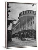 Old-Fashioned Surrey Type Carriages on Mackinac Island Outside Grand Hotel-Myron Davis-Framed Photographic Print