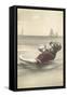 Old Fashioned Woman in Waves-null-Framed Stretched Canvas