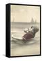 Old Fashioned Woman in Waves-null-Framed Stretched Canvas