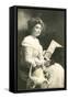 Old-Fashioned Woman Reading Book-null-Framed Stretched Canvas