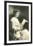 Old-Fashioned Woman Reading Book-null-Framed Art Print