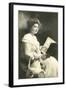 Old-Fashioned Woman Reading Book-null-Framed Art Print