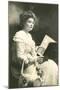 Old-Fashioned Woman Reading Book-null-Mounted Art Print