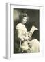 Old-Fashioned Woman Reading Book-null-Framed Art Print