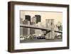 Old Fation Style New York City Brooklyn Bridge in Manhattan Closeup with Skyscrapers and City Skyli-Songquan Deng-Framed Photographic Print