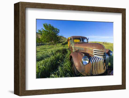 Old Feed Truck Near Medora, North Dakota, Usa-Chuck Haney-Framed Photographic Print