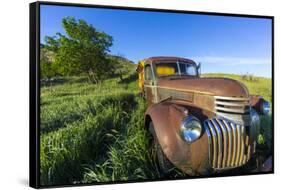 Old Feed Truck Near Medora, North Dakota, Usa-Chuck Haney-Framed Stretched Canvas